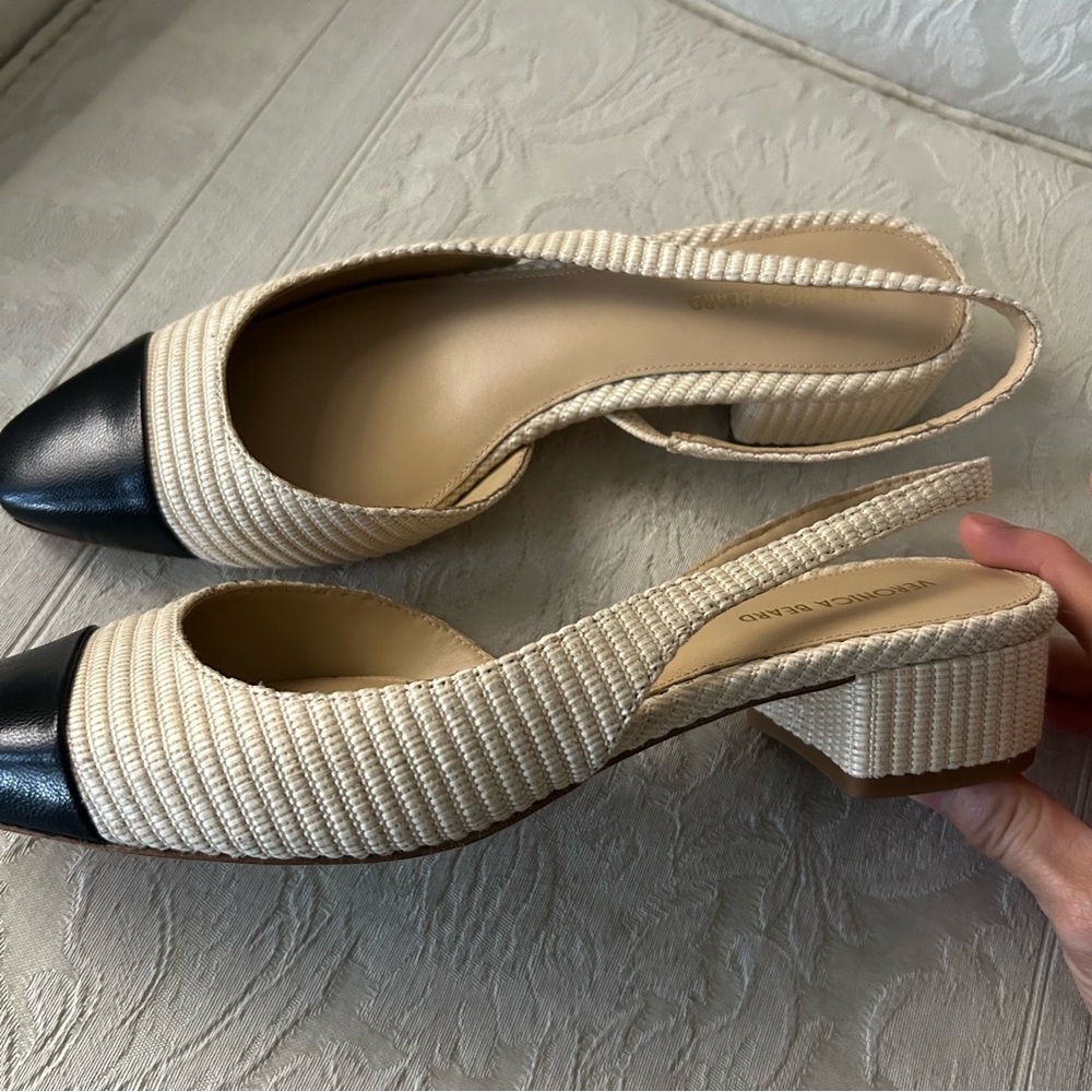 Chanel lookbook! Veronica Beard Cecile slingback natural black size 7.5 - Picture 7 of 9